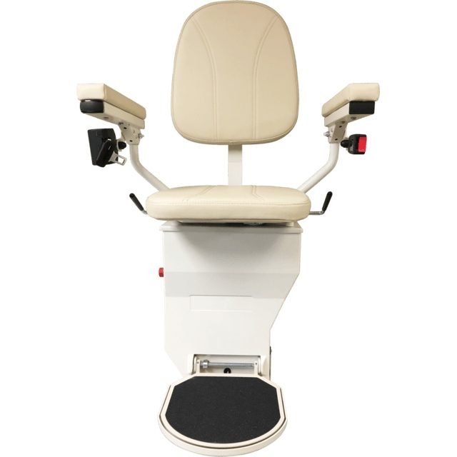 Harmar Helix curved stair lift in beige, front view